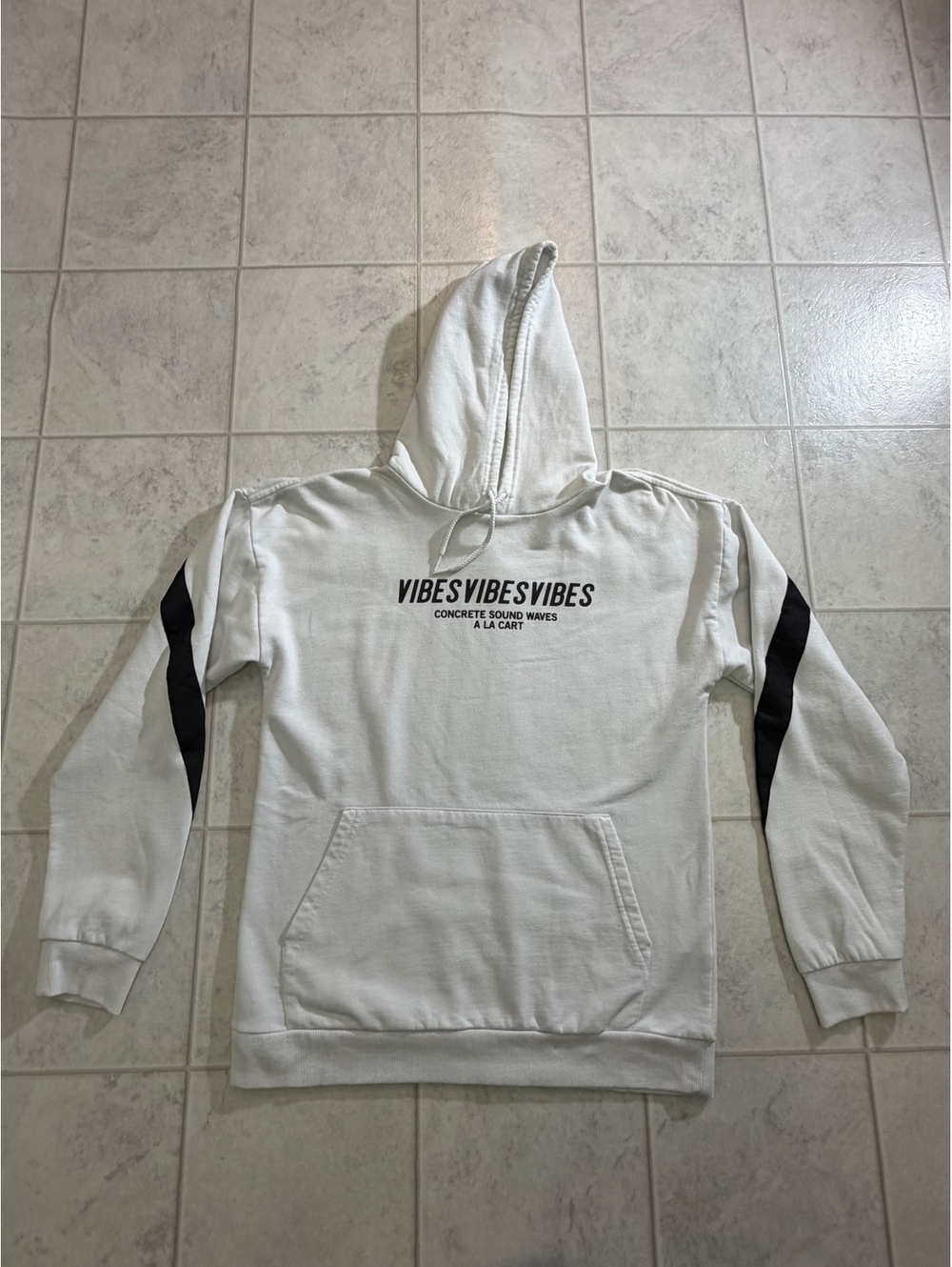 Original Use Oversized S White Hoodie with Vibes Print